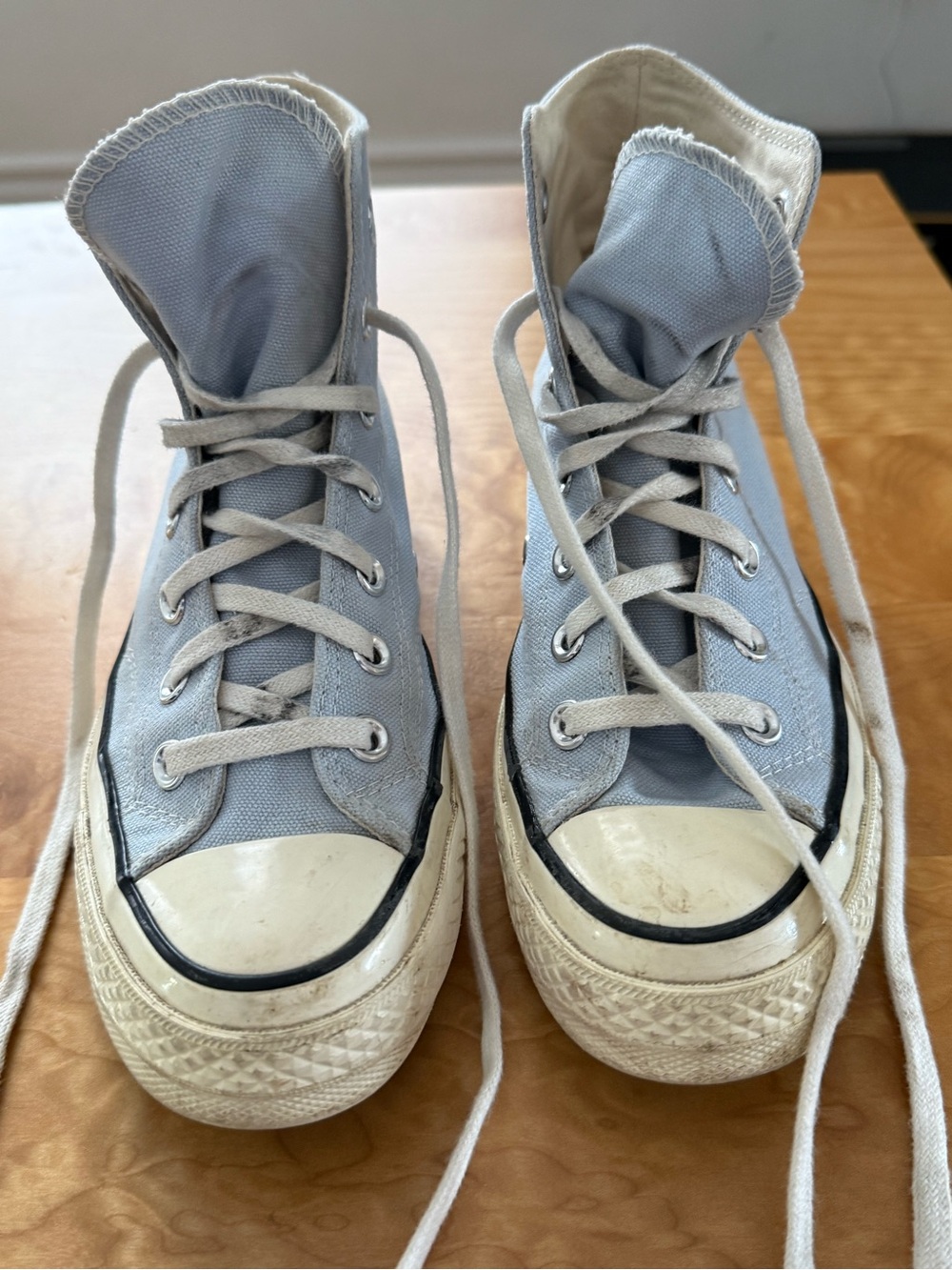Converse High Top Sneakers in Light Blue and White